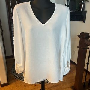 JODIFL White Balloon Sleeve Blouse Size Small